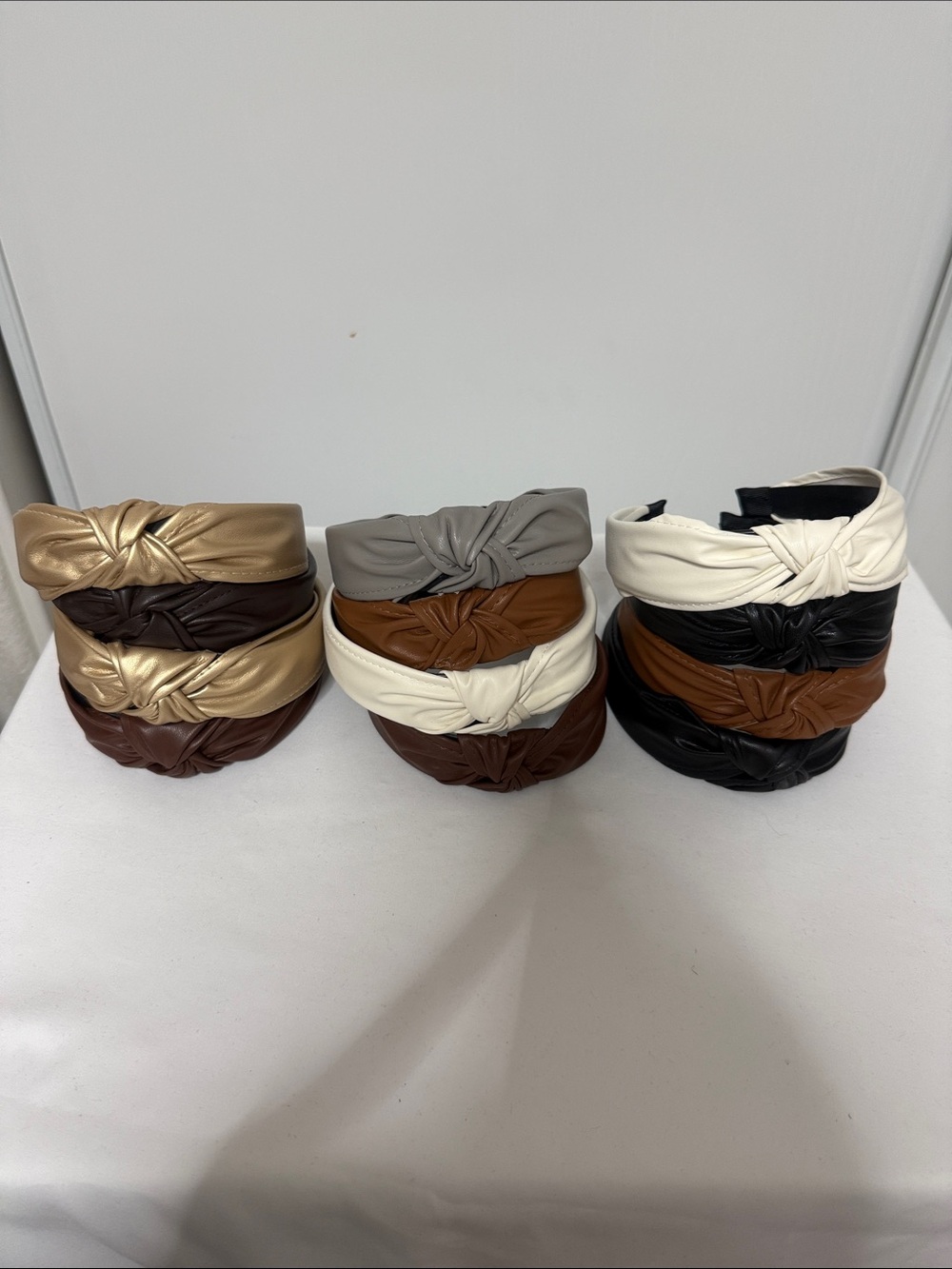Classic Knotted PU Leather Headband - Multi Color Set Bundles of 12